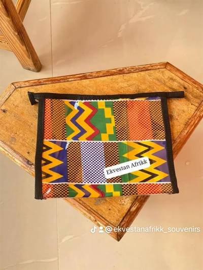 Transparent Ankara Kente toiletry bags