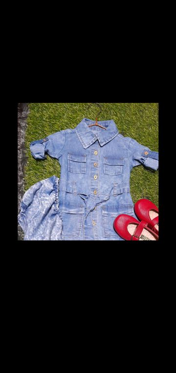 Baby girl Denim jeans gown +matching sho