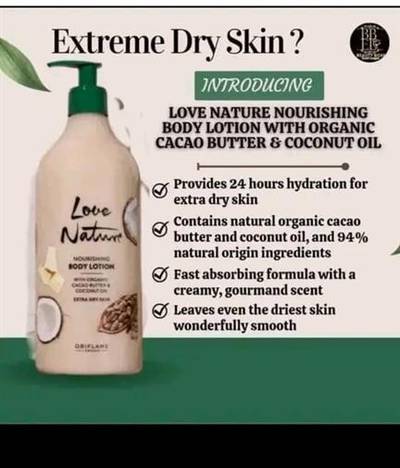 Love Nature Body Lotion with cocao butte