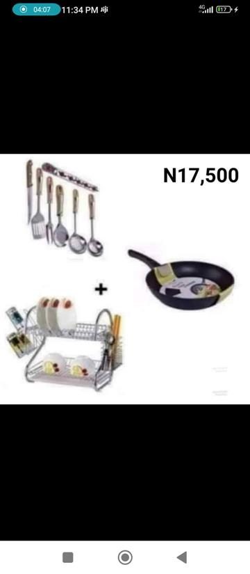 Set of plate rake, frying pan and spoon