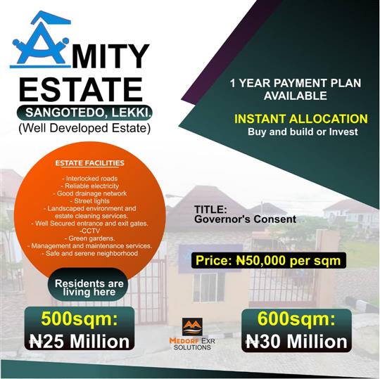 AMITY ESTATE, WELL DEVELOPED ESTATE.