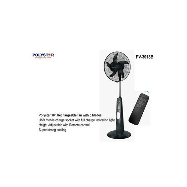 Polystar 18 inches rechargeable fan
