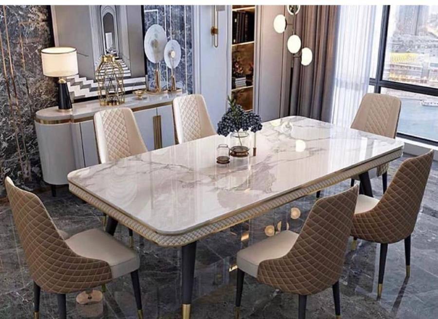 Dining table and six chairs