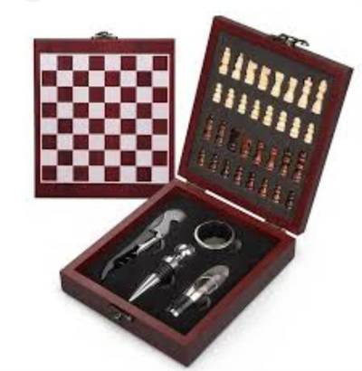 Wine opener set with chess game