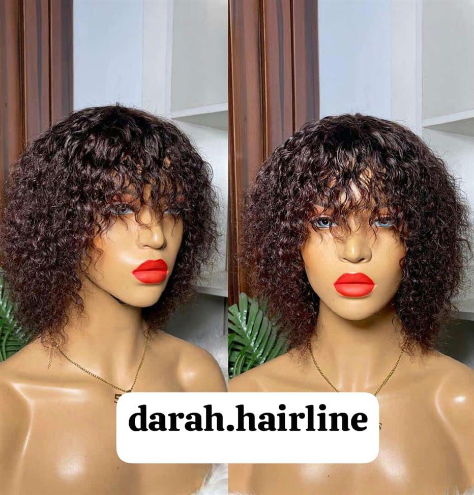 8" brown deep curly fringe