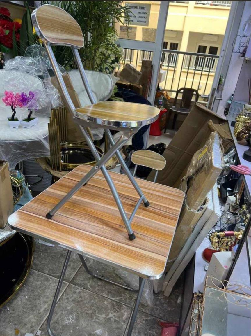 Moveable and foldable table and chair