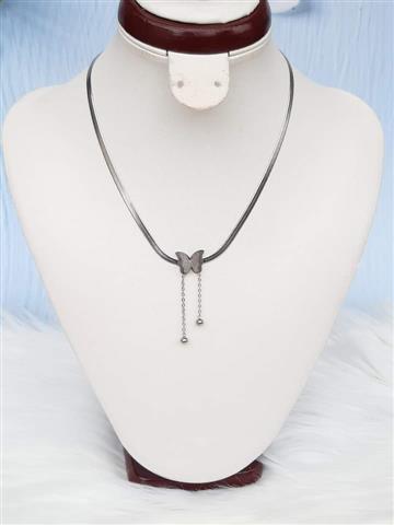 Non tarnish snake bone butterfly necklac