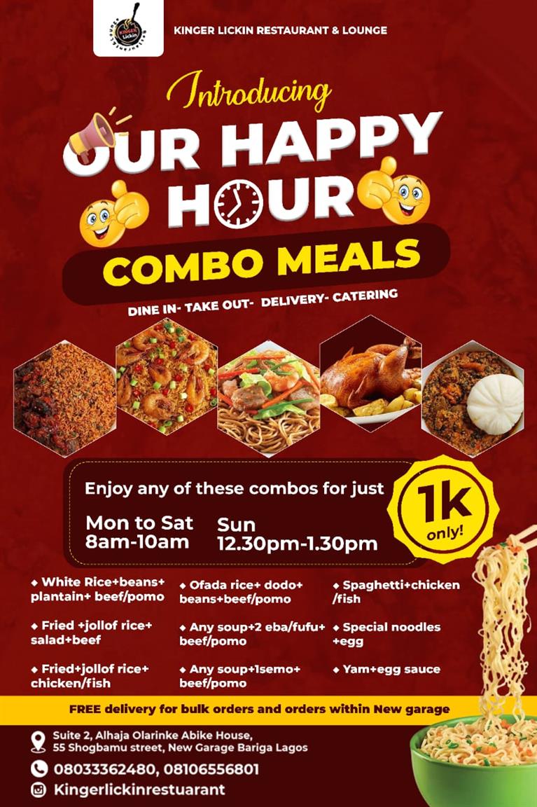 Happy hour combo meals