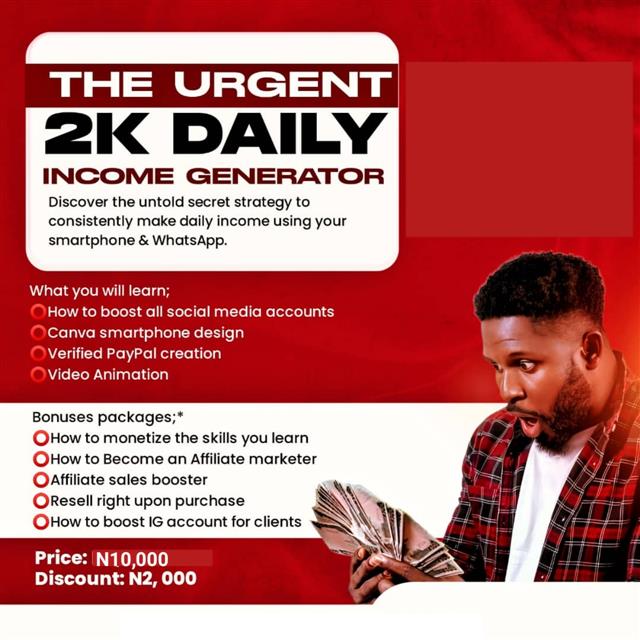Urgent 2k Daily Income Generator