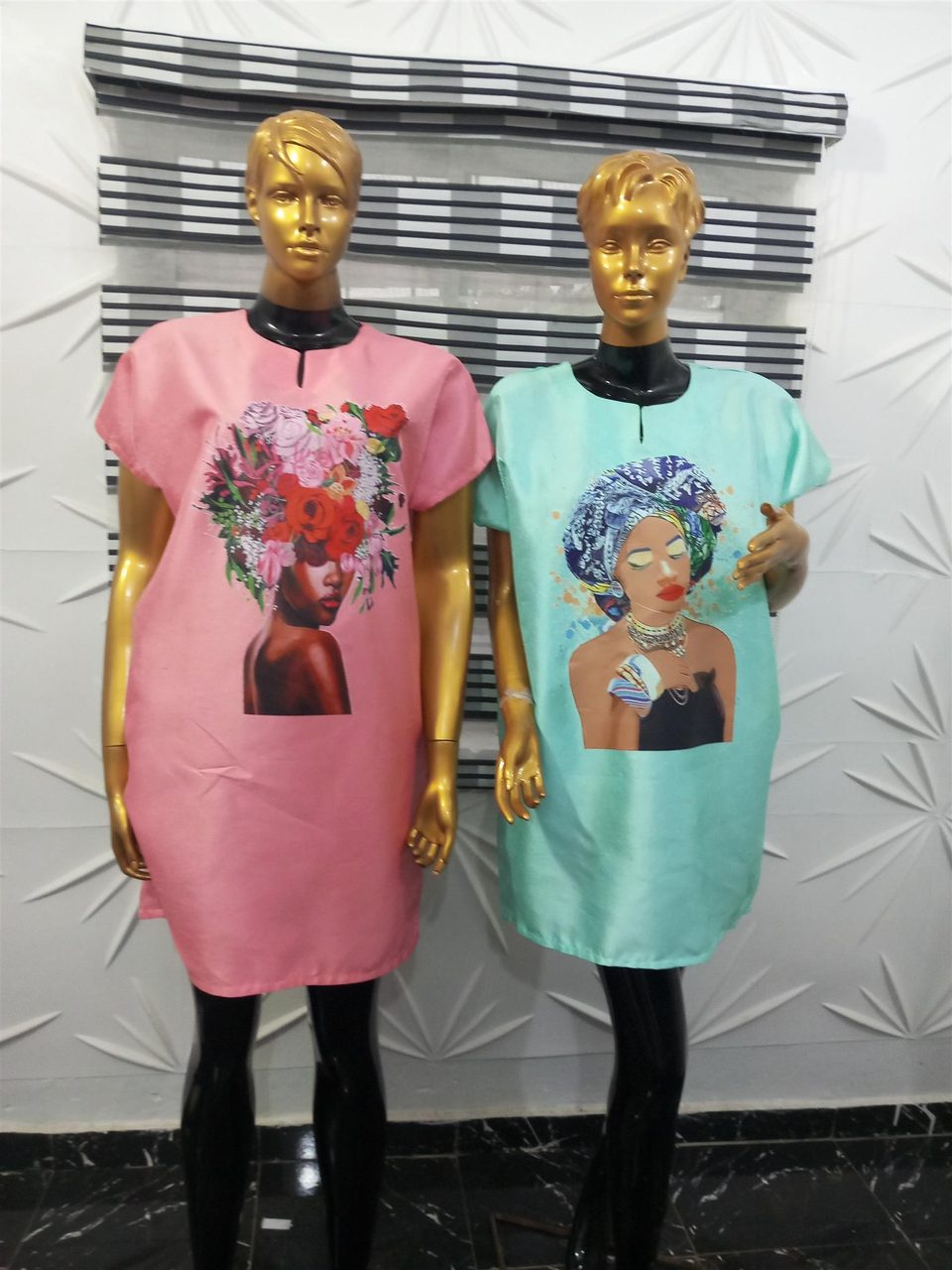 African print mikado short bubu gown.