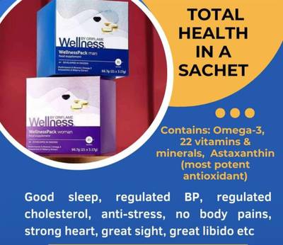 Wellness by oriflame for both man and woman Health is wealth