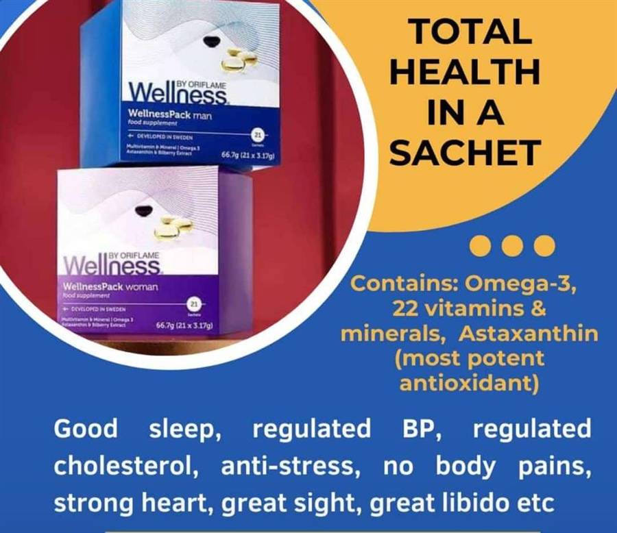 Wellness by oriflame for both man and woman Health is wealth