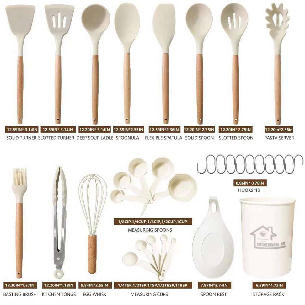 Silicone spoons with accessories