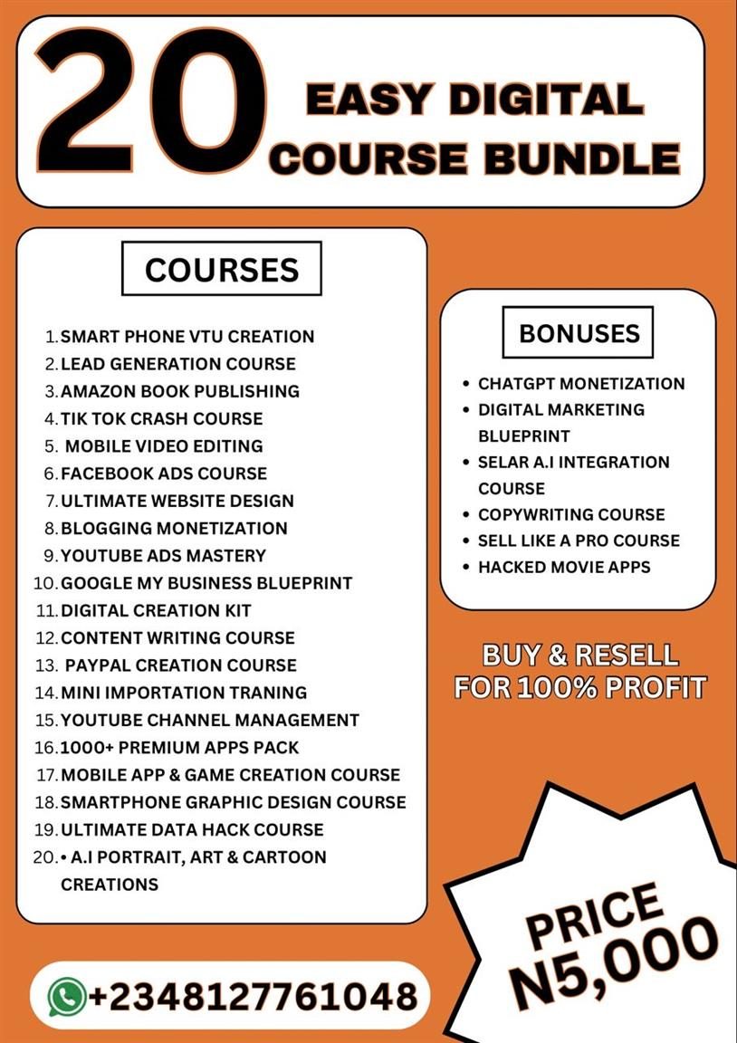 20+ EASY DIGITAL COURSE BUNDLE