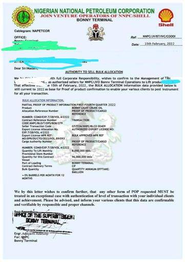 AUTHENTIC LICENSE FOR CRUDE OIL AND PETR