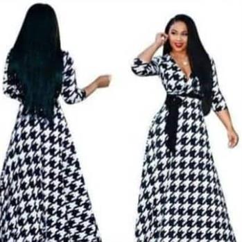 Full Lenght White & Black Lovely Dress