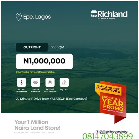 1 million naira land in lagos and Ogun s