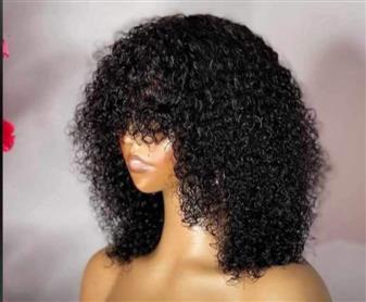 Pissy curly fringe wig💯💯 human hair