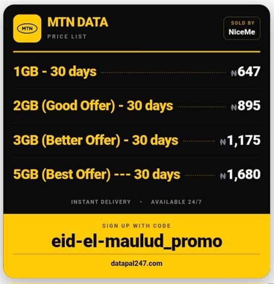 CHEAP MTN DATA - EID EL MAULUD PROMO