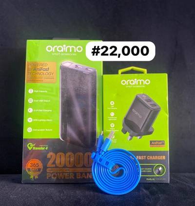 20000 Oriamo PB + micro charger + cord