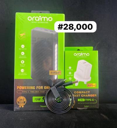 27000 Oriamo PB + Type-C charger + cord.