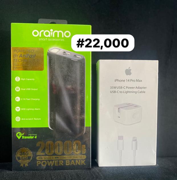 20000 Oriamo powerbank + iphone charger