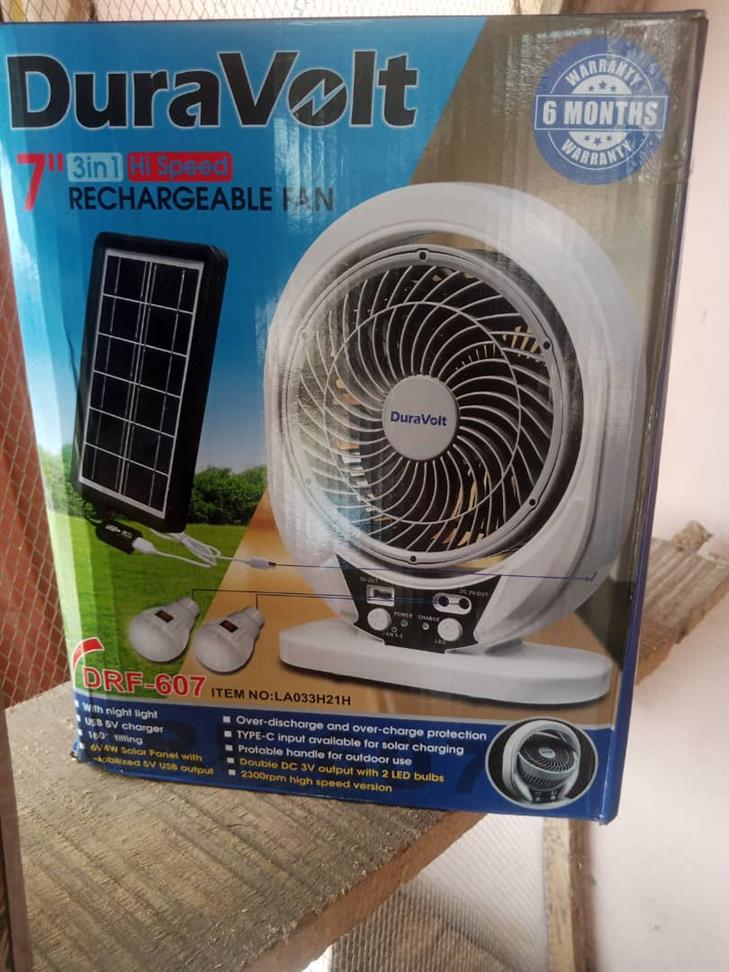 Duravolt 7" 3in1 Rechargeable Fan