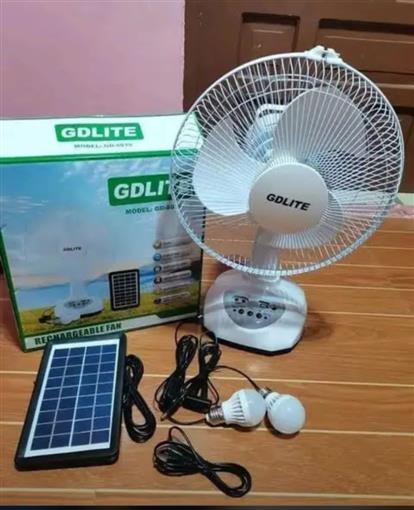 Solar rechargeable table fan