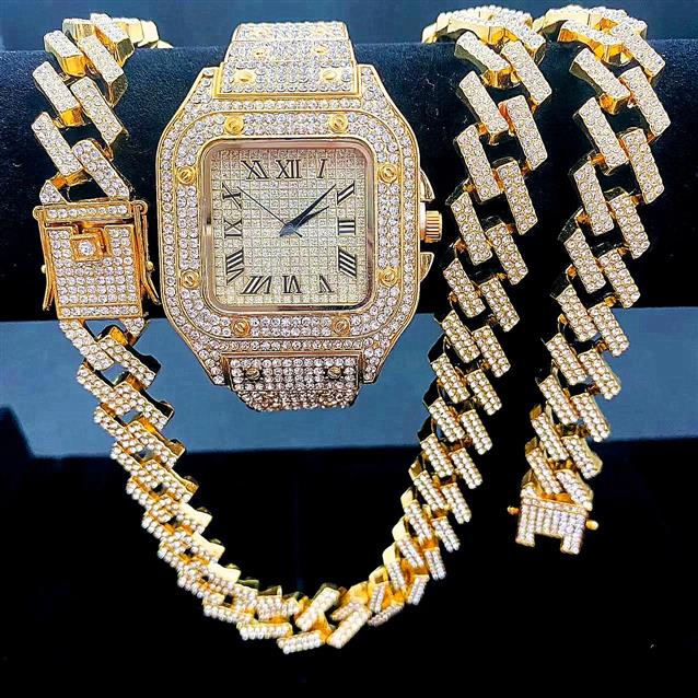 💯 CUBAN ICE??🥶NECKLACE SET