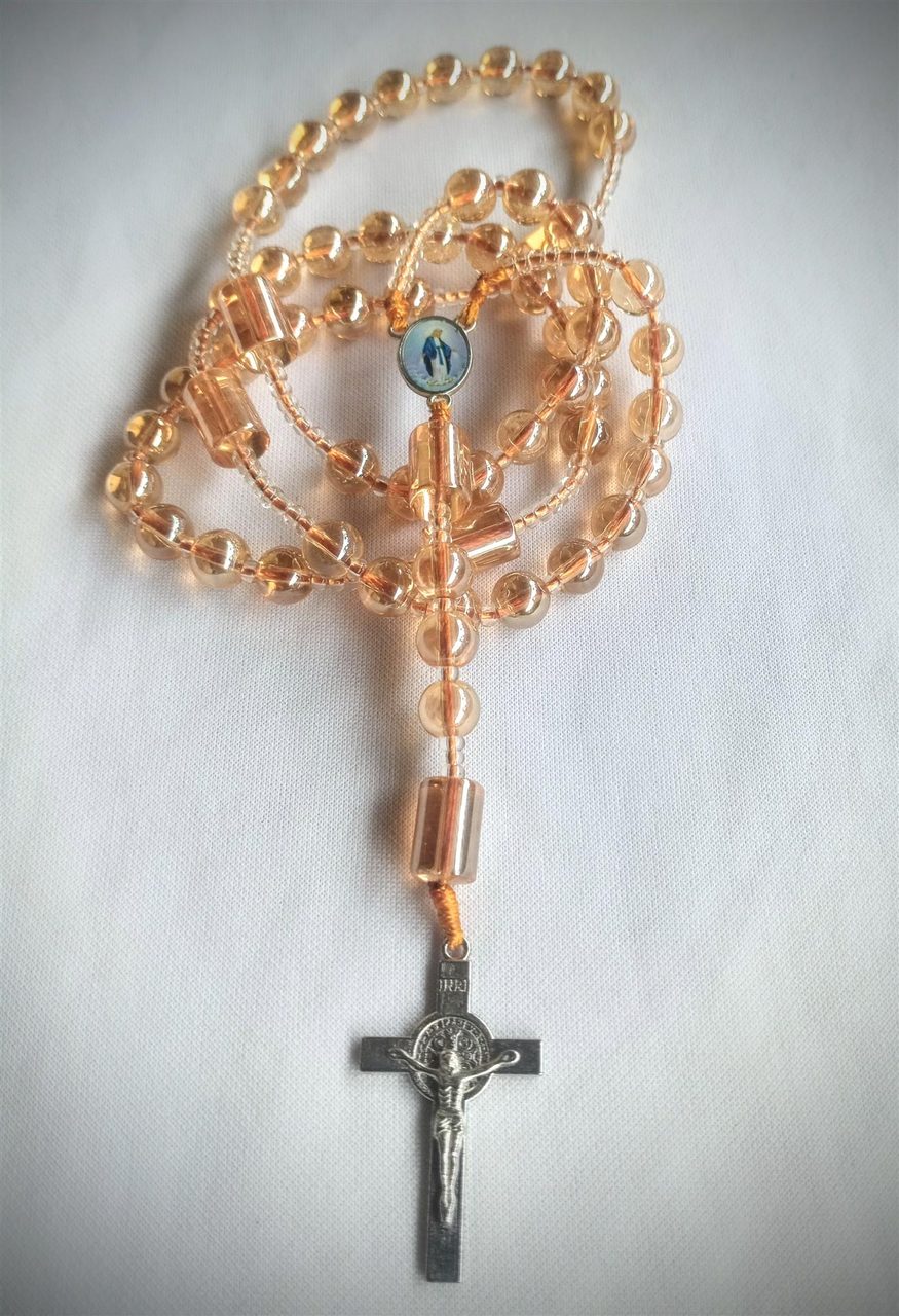 Oily gold Crystal beaded Rosary