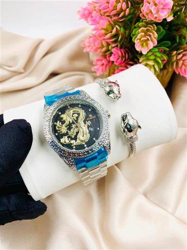 Wrist watch and bracelet,chain,ring brac