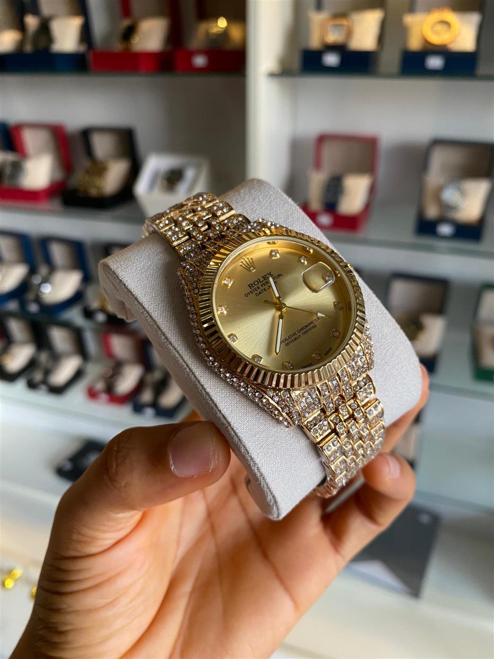 Unisex stoned Rolex watch