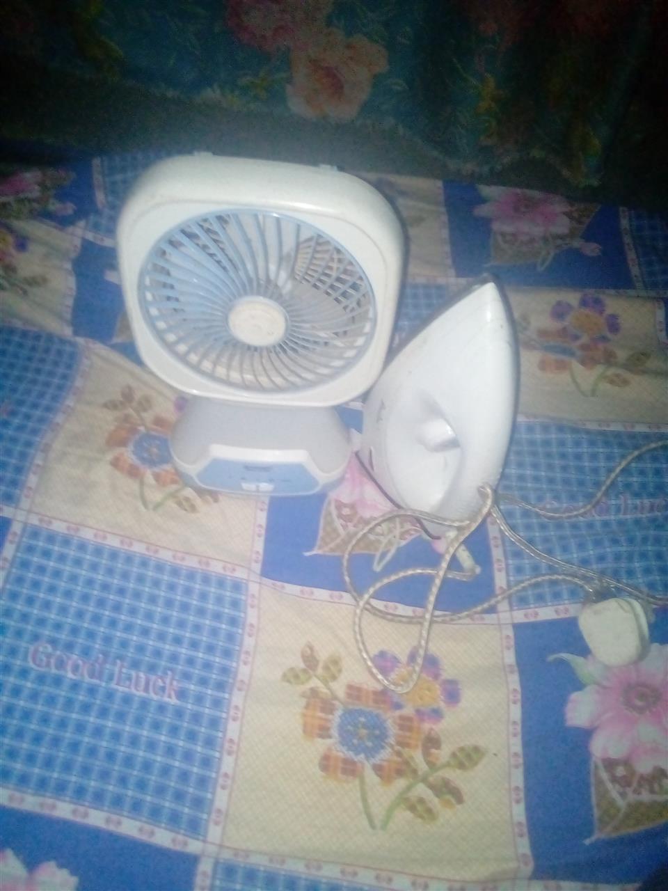 Portable rechargeable fan with lamp & ir