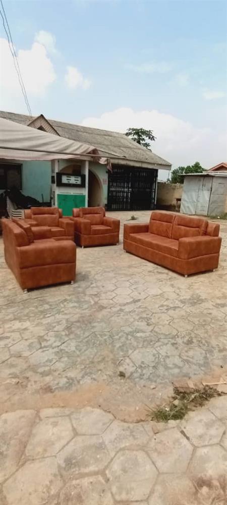 Set of leather sofa chair