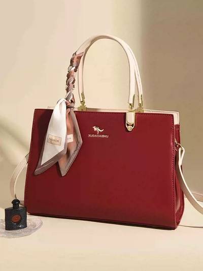 Elegant Structured Women’s Handbag with Scarf Detail – Top Handle & Shoulder Bag