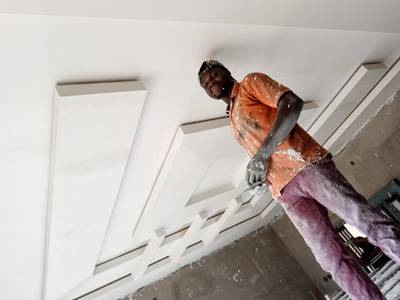 POP CEILING INSTALLATION, SCREADING AND PAINTING