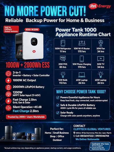 Itel Solar power Tank 1000w