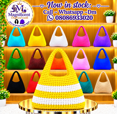 Yellow and White Handbag