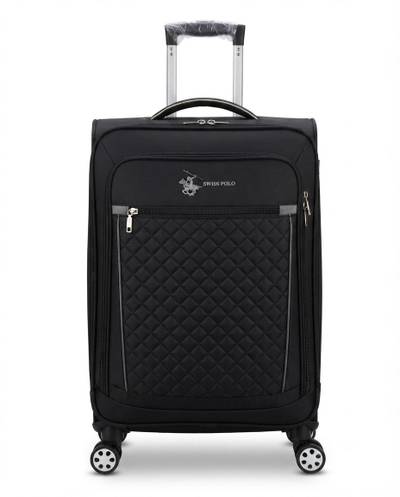 Swiss Polo Soft Shell Trolley Luggage – Black