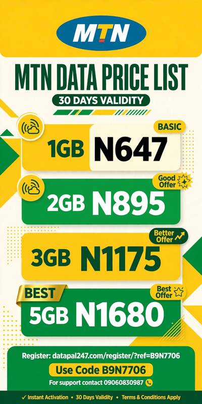 MTN Data Price List - 30 Days Plans 🇳🇬 | Best Offers!