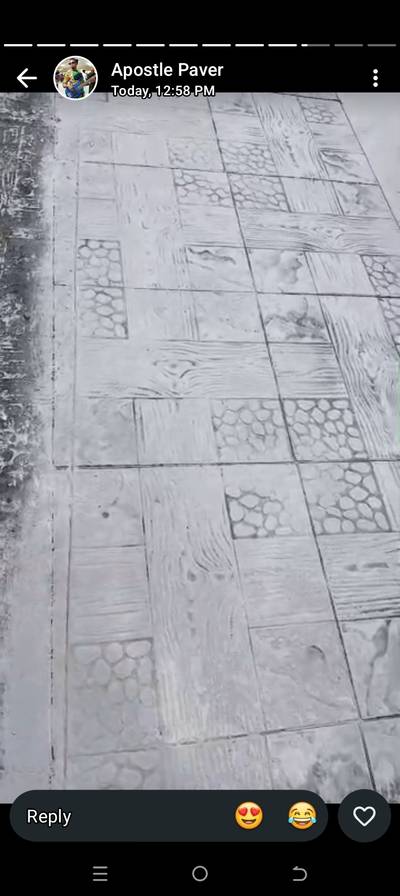 Interlocking stone laying and concrete stamp floor