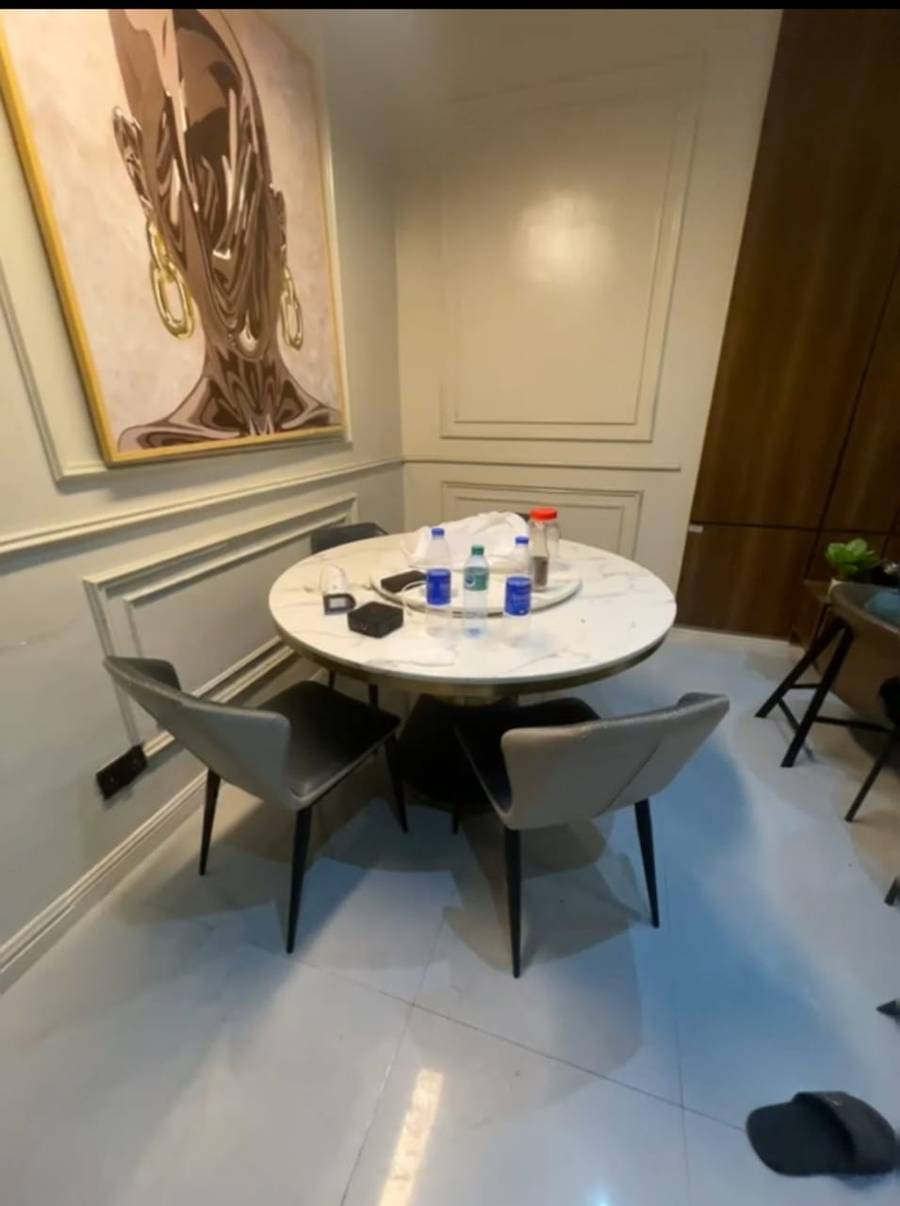 Dinning table and chair (Marble top). Used.