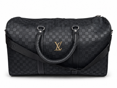 Black Checkered Travel Duffle Bag