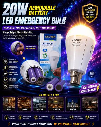 20W Removable Battery Reacheable LED Bulb