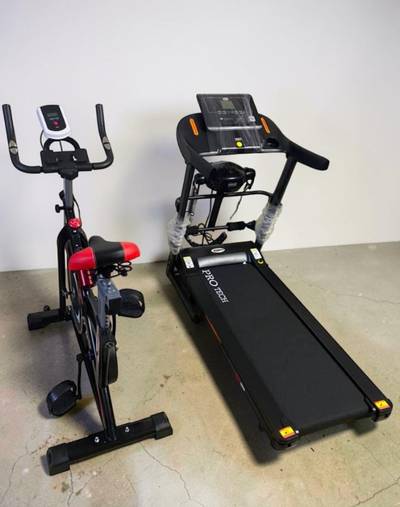 Original brand new two-in-one gym equipment. Treadmill with Spinning bike.