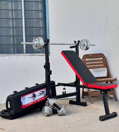 Weight bench press with 50kg chrome dumbbell