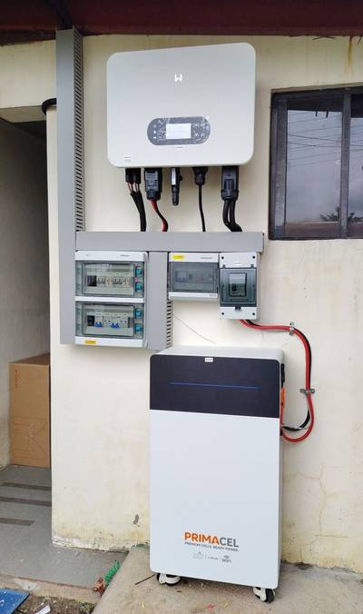 Solar installation and inverter installation and battery installation 