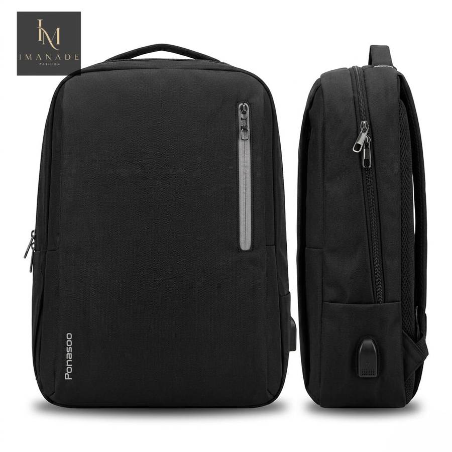 Ponasoo Slim Laptop Backpack – Black