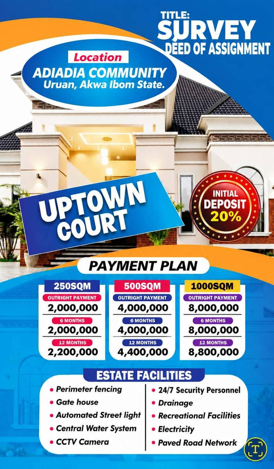 THE UPTOWN COURT ESTATE LANDS FOR SALE