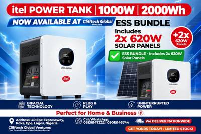 Itel solar power Tank 1000w and 2 pic of 600w solar panels
